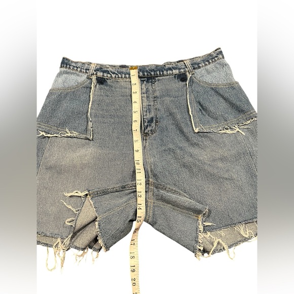 NWOT Ksenia Schnaider Shorts Womens Fringed Blue Denim High Waisted Size XL - Picture 11 of 15